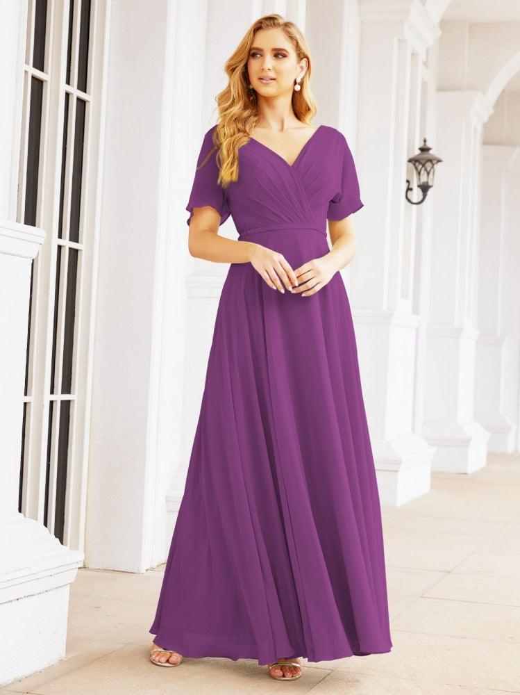 Numbersea Formal Prom Gowns for Mother of The Bride Short Sleeves Bridesmaid Dress 28049