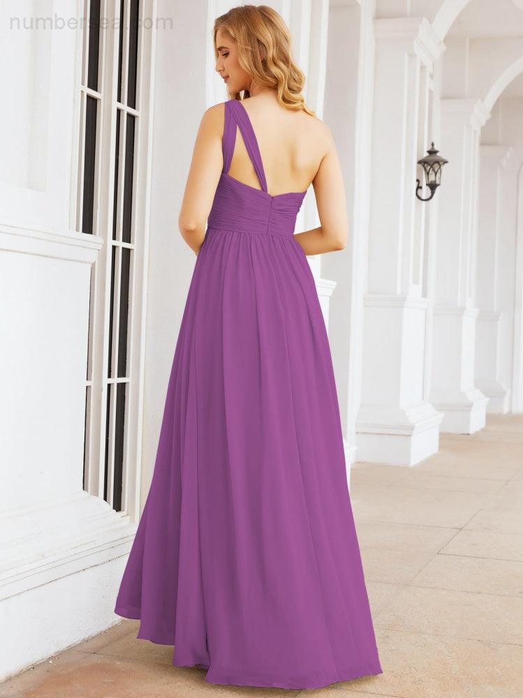 Numbersea One Shoulder Bridesmaid Dresses Long Maxi Formal Evening Party Prom Gowns 28061