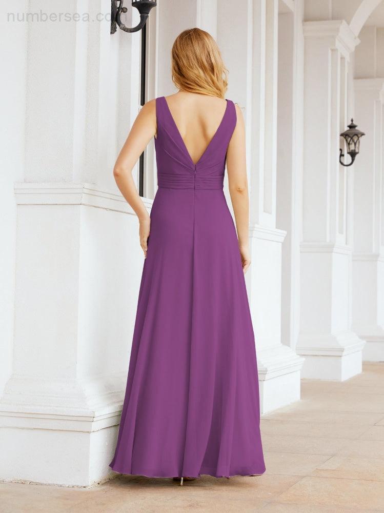 Numbersea Bridesmaid Dresses for Wedding Ruffles Long Formal Prom Gowns 28039