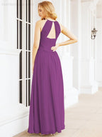 Numbersea Sleeveless Bridesmaid Dresses Long Prom Gown Zipper with Keyhole Back 28056