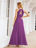 Numbersea Double Spaghetti Straps Bridesmaid Dresses for Women Long Formal Party Dress Side Split 28051