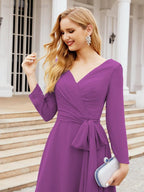 Bridesmaid Dress V-Back Waist Belt Mother of the Bride Wedding Guest 28031