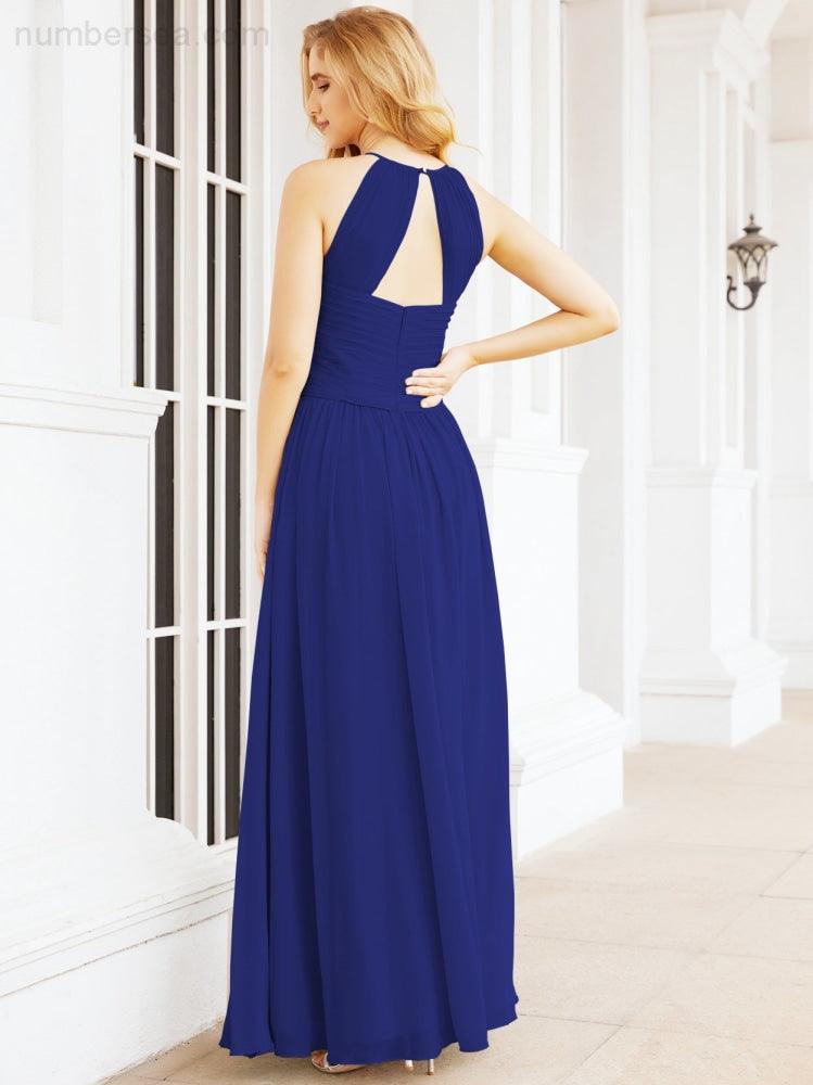 Numbersea Sleeveless Bridesmaid Dresses Long Prom Gown Zipper with Keyhole Back 28056