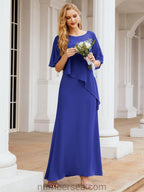 Numbersea Formal Party Gown Dress Long Mother of The Bride Dresses with Ruffle Cape 28026
