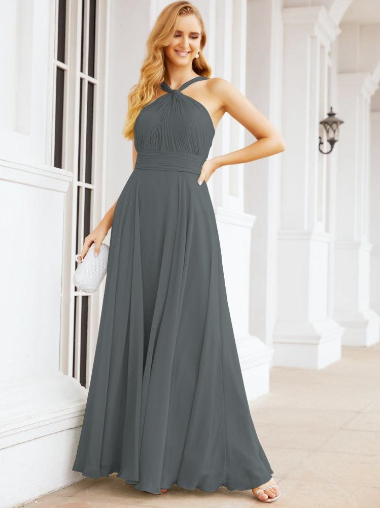 Numbersea Crisscross Halter Bridesmaid Dresses for Party Wedding Evening Prom Maxi Ball Gowns 28053
