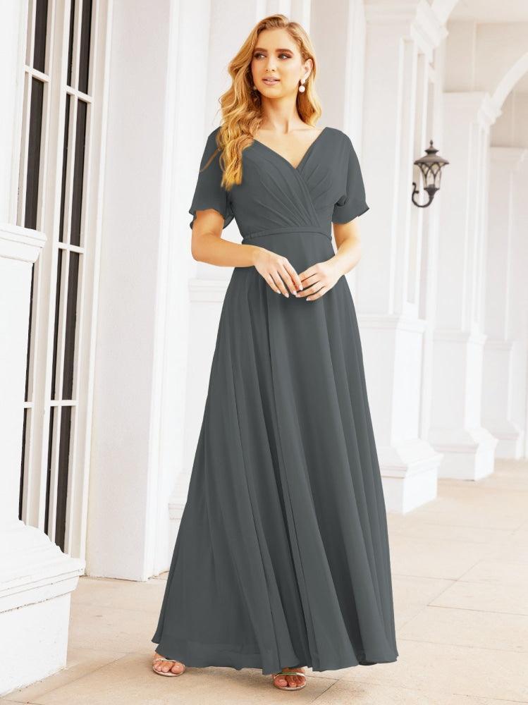 Numbersea Formal Prom Gowns for Mother of The Bride Short Sleeves Bridesmaid Dress 28049