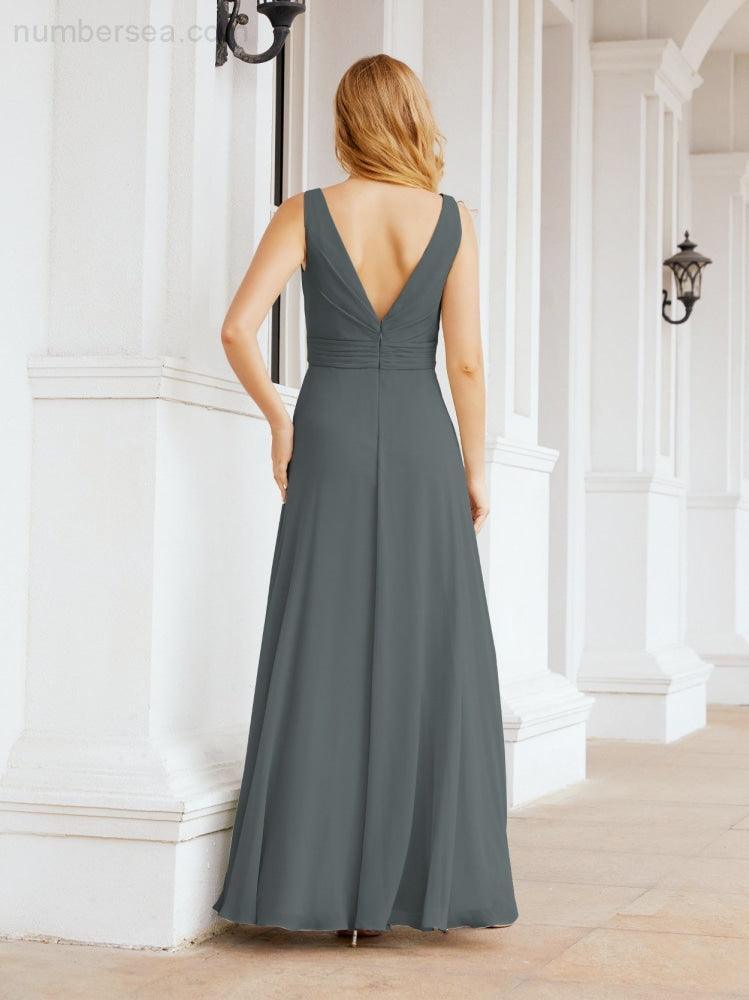 Numbersea Bridesmaid Dresses for Wedding Ruffles Long Formal Prom Gowns 28039