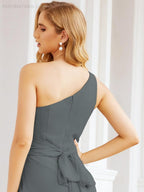Numbersea One Shoulder Bridesmaid Dresses Long Formal Prom Gowns 28048