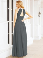 Numbersea Sleeveless Bridesmaid Dresses Long Prom Gown Zipper with Keyhole Back 28056