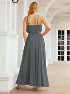 Numbersea  Halter Long Bridesmaid Dresses Formal A line Juniors Dress 28029