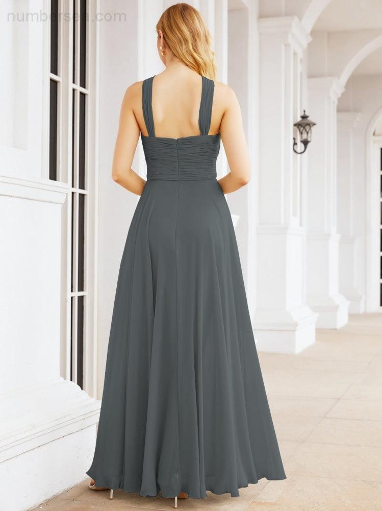 Numbersea Crisscross Halter Bridesmaid Dresses for Party Wedding Evening Prom Maxi Ball Gowns 28053
