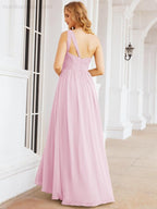 Numbersea One Shoulder Bridesmaid Dresses Long Maxi Formal Evening Party Prom Gowns 28061
