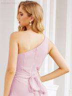 Numbersea One Shoulder Bridesmaid Dresses Long Formal Prom Gowns 28048
