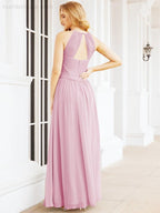Numbersea Sleeveless Bridesmaid Dresses Long Prom Gown Zipper with Keyhole Back 28056