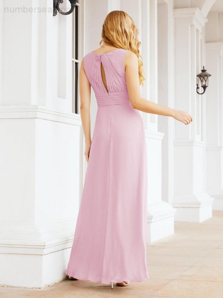 Formal Prom Gown Elegant V-Neck Sleeveless Bridesmaid Dresses for Wedding Party 28037