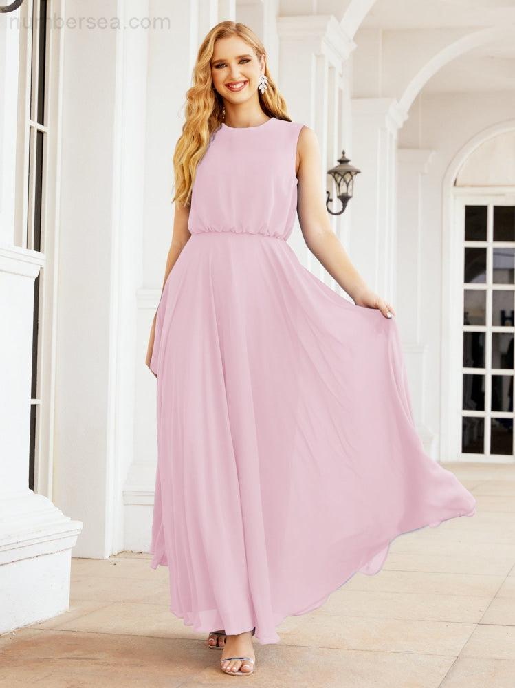 Numbersea Sleeveless Long Bridesmaid Dress A line Formal Evening Prom Gown 28025