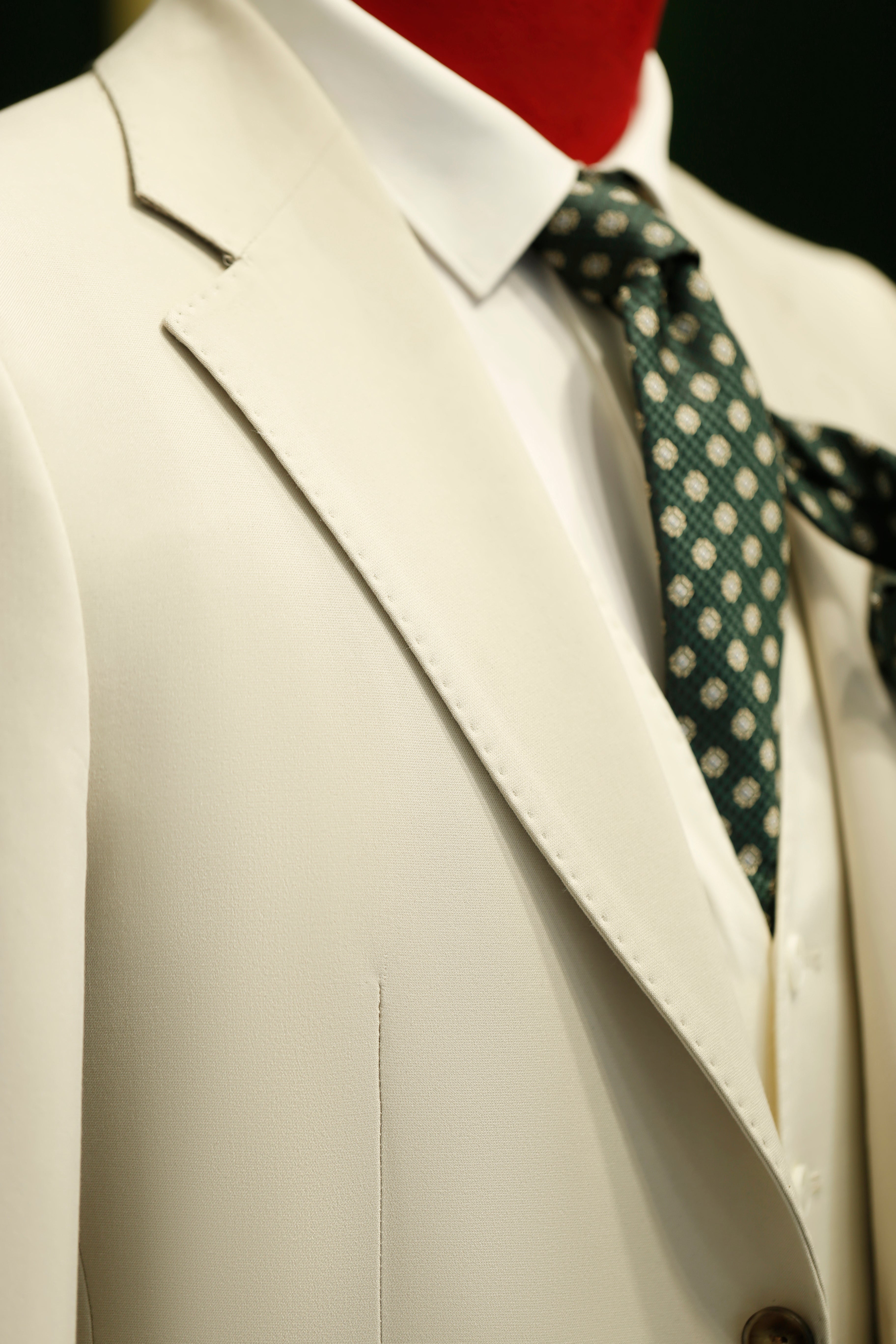 Three-Piece Cream Wool Suit | Tailored Formal Groom & Summer Wedding Suit