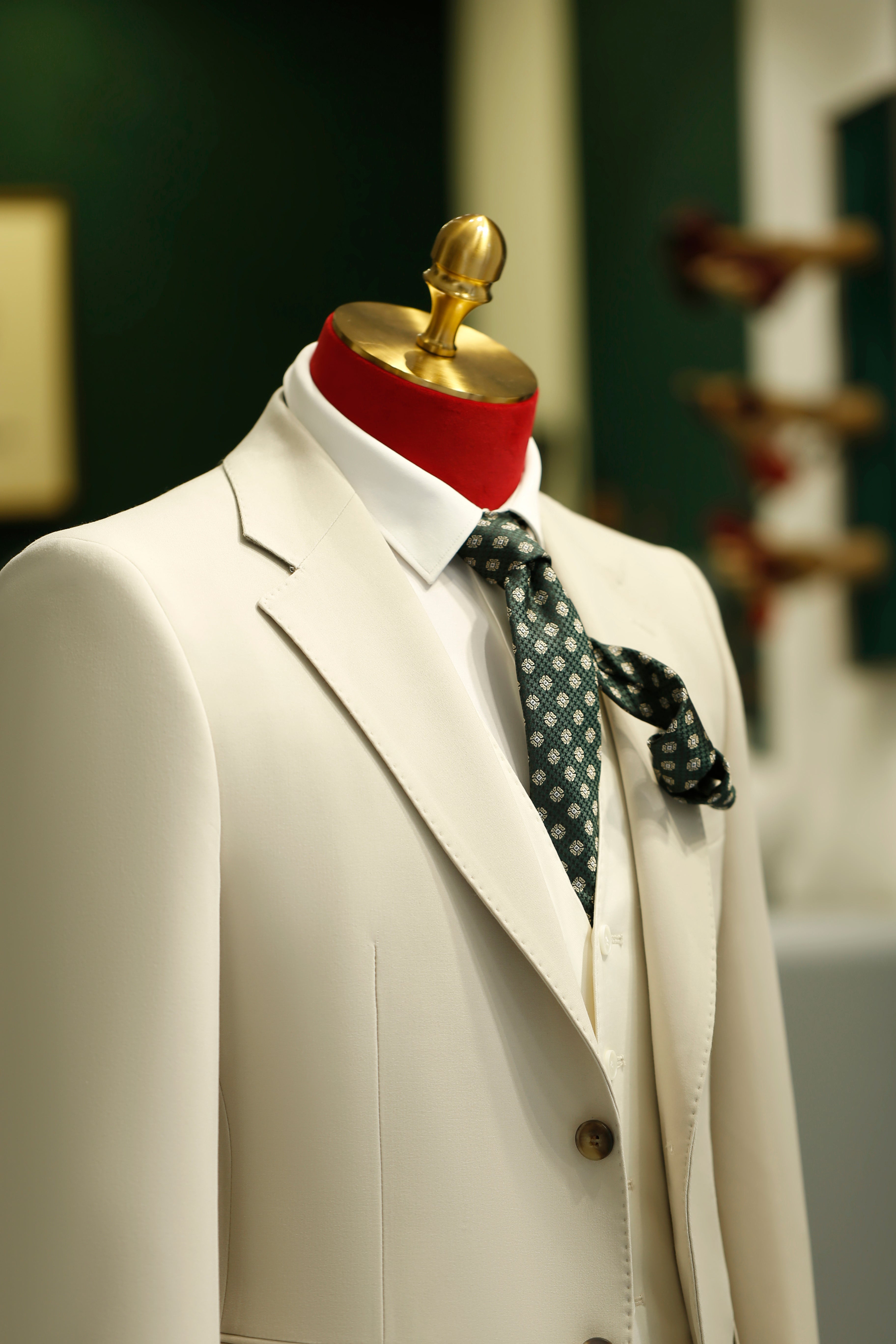 Three-Piece Cream Wool Suit | Tailored Formal Groom & Summer Wedding Suit