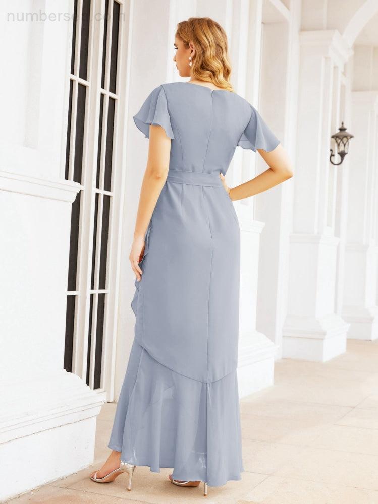 Numbersea Ruffled Bridesmaid Dresses Mermaid Formal Violin Evening Party Prom Gowns 28042