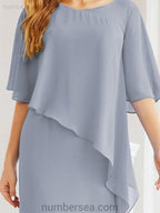 Numbersea Formal Party Gown Dress Long Mother of The Bride Dresses with Ruffle Cape 28026
