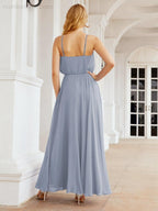 Numbersea  Halter Long Bridesmaid Dresses Formal A line Juniors Dress 28029