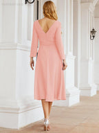 Bridesmaid Dress V-Back Waist Belt Mother of the Bride Wedding Guest 28031