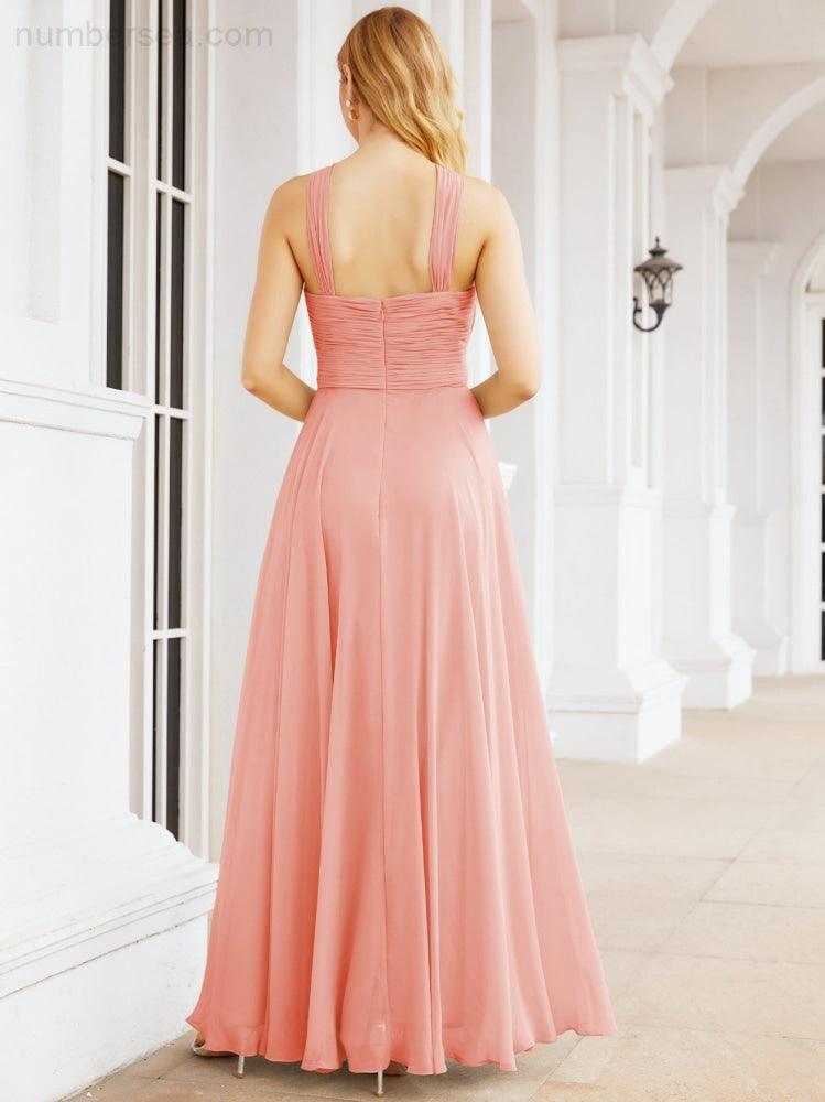 Numbersea Crisscross Halter Bridesmaid Dresses for Party Wedding Evening Prom Maxi Ball Gowns 28053