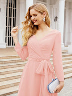 Bridesmaid Dress V-Back Waist Belt Mother of the Bride Wedding Guest 28031