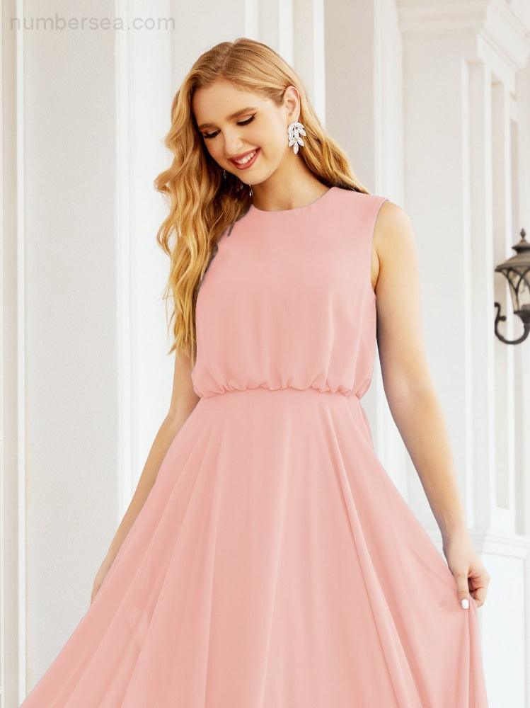 Numbersea Sleeveless Long Bridesmaid Dress A line Formal Evening Prom Gown 28025