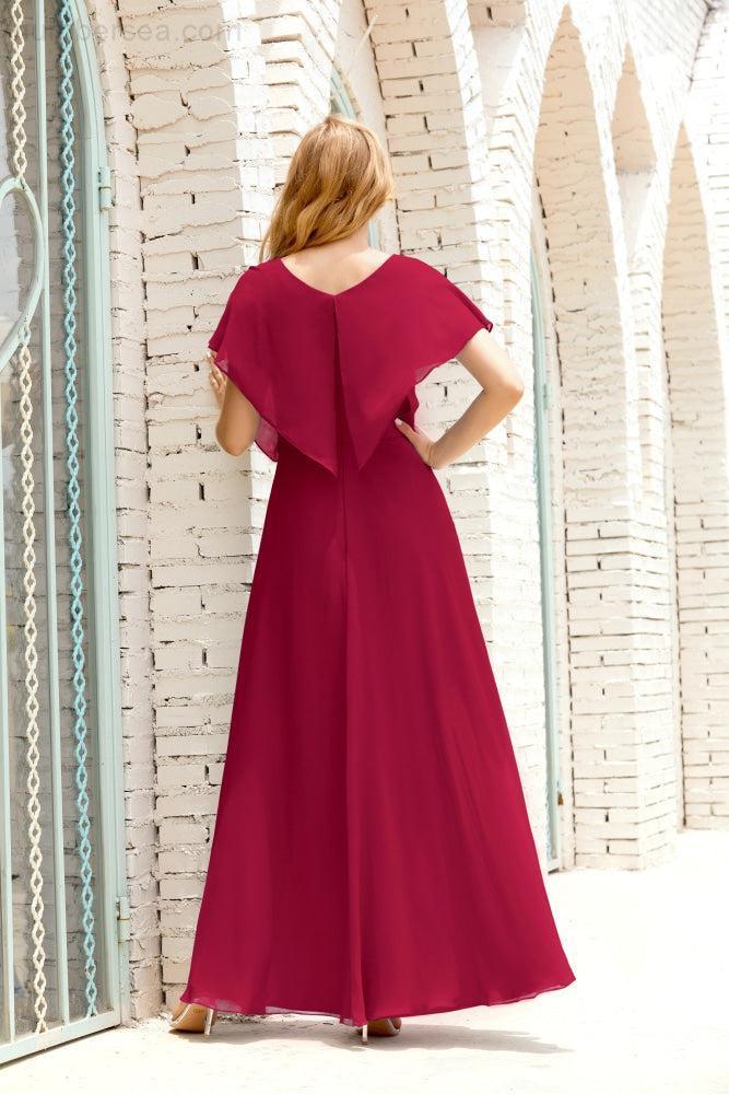 Numbersea  Mother of The Bride Dresses Plus Size V-Neck Floor Length Formal Prom Dress for Wedding Guest 28020