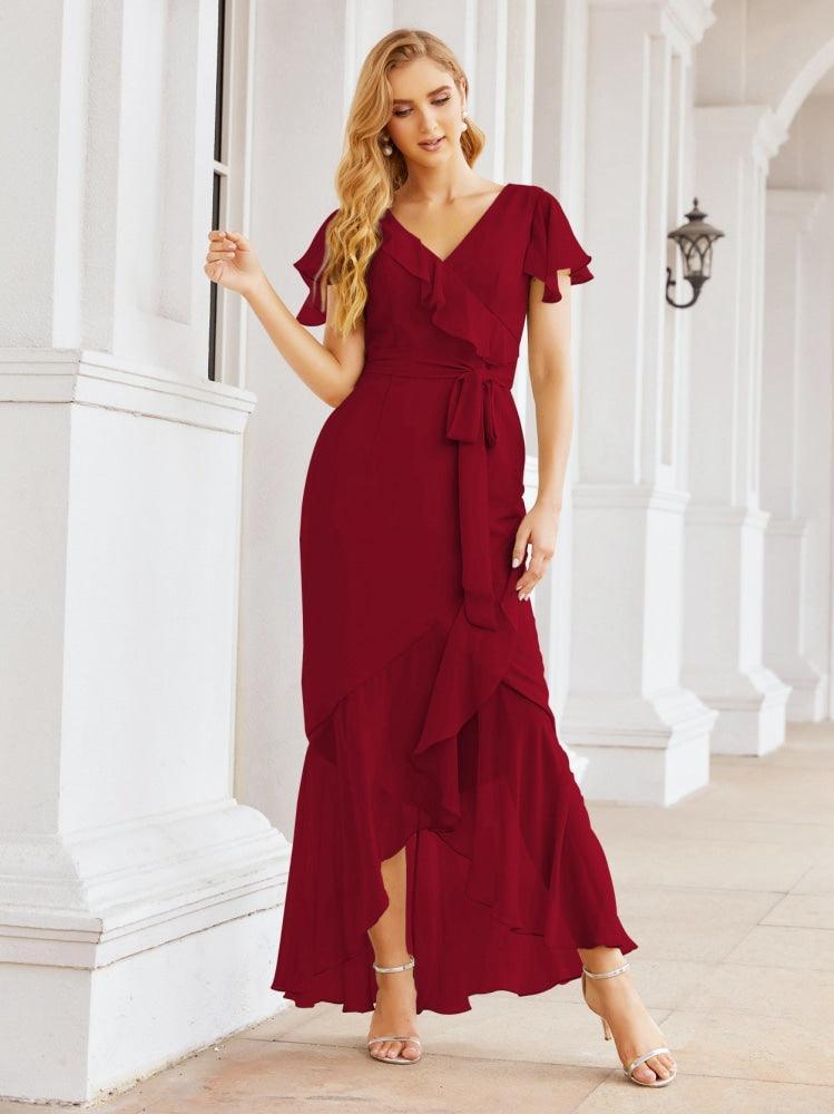 Numbersea Ruffled Bridesmaid Dresses Mermaid Formal Violin Evening Party Prom Gowns 28042