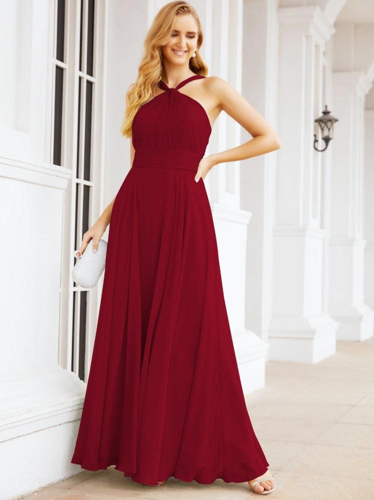 Numbersea Crisscross Halter Bridesmaid Dresses for Party Wedding Evening Prom Maxi Ball Gowns 28053