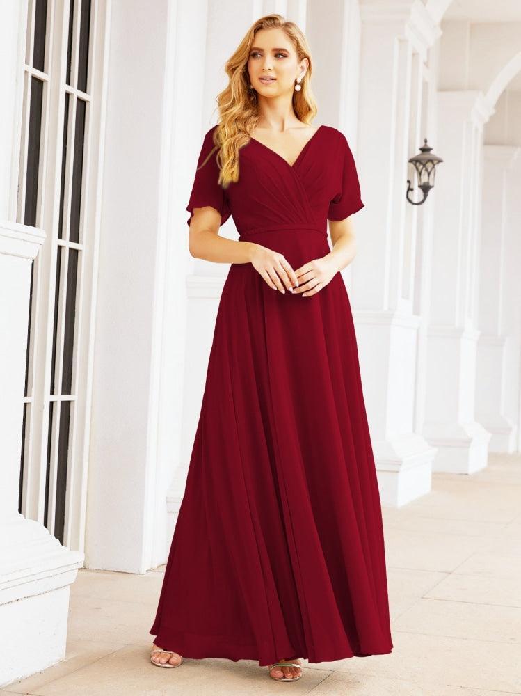 Numbersea Formal Prom Gowns for Mother of The Bride Short Sleeves Bridesmaid Dress 28049