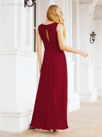 Formal Prom Gown Elegant V-Neck Sleeveless Bridesmaid Dresses for Wedding Party 28037