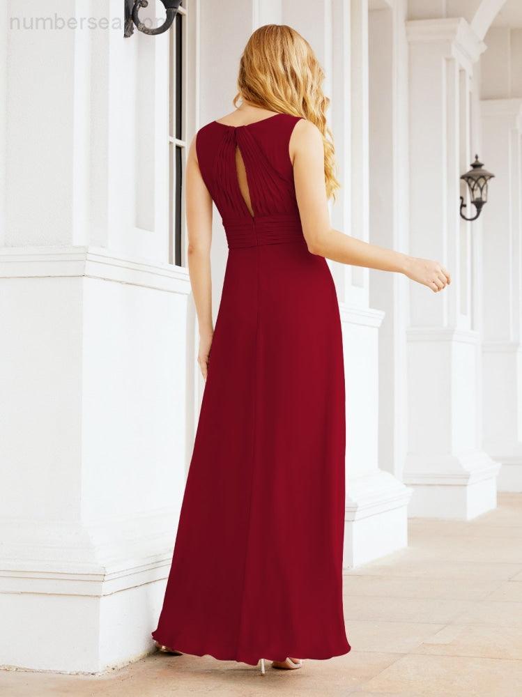 Formal Prom Gown Elegant V-Neck Sleeveless Bridesmaid Dresses for Wedding Party 28037