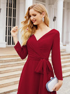 Bridesmaid Dress V-Back Waist Belt Mother of the Bride Wedding Guest 28031