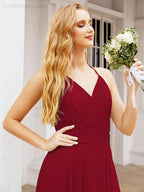 Numbersea Halter Chiffon Bridesmaid Dresses Wedding Appare Sleeveless Formal Prom Dress with Ruffled Back 28035