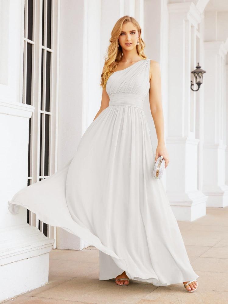 Numbersea One Shoulder Bridesmaid Dresses Long Maxi Formal Evening Party Prom Gowns 28061