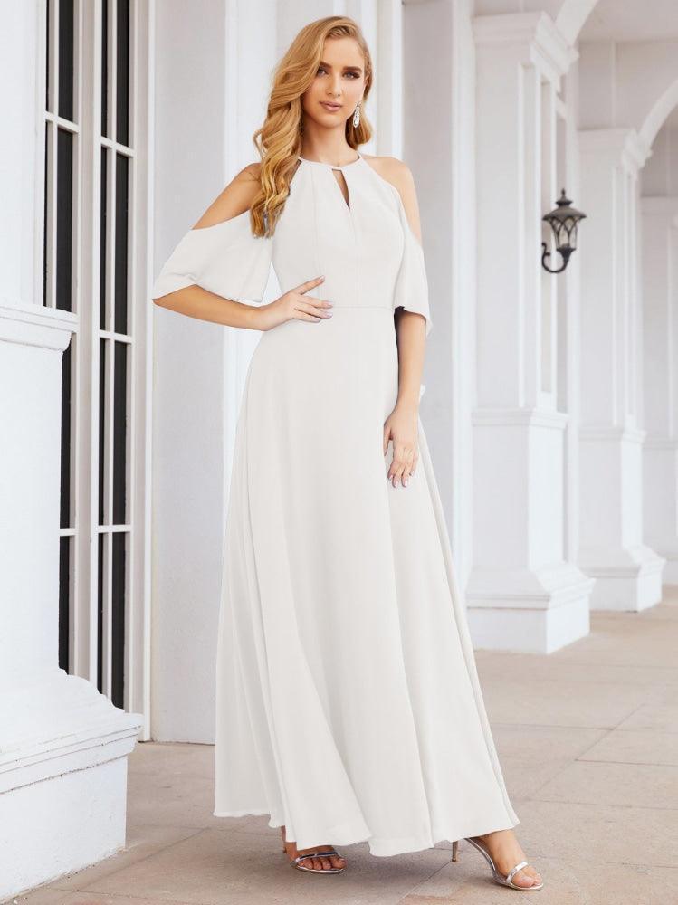 Numbersea Cold Shoulder Bridesmaid Dresses A-Line Long Formal Evening Gowns 28074