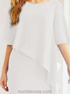 Numbersea Formal Party Gown Dress Long Mother of The Bride Dresses with Ruffle Cape 28026