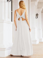 Numbersea Spaghetti Strap Bridesmaid Dresses V Neck Butterfly Back Fromal Evening Party Prom Gown 28036