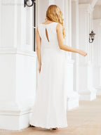 Formal Prom Gown Elegant V-Neck Sleeveless Bridesmaid Dresses for Wedding Party 28037