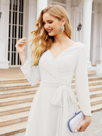 Bridesmaid Dress V-Back Waist Belt Mother of the Bride Wedding Guest 28031
