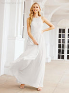 Numbersea Sleeveless Bridesmaid Dresses Long Prom Gown Zipper with Keyhole Back 28056