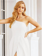 Numbersea Women's One Shoulder Formal Prom Gowns for Mother of The Bride Side Slit Bridesmaid Dresses 28052