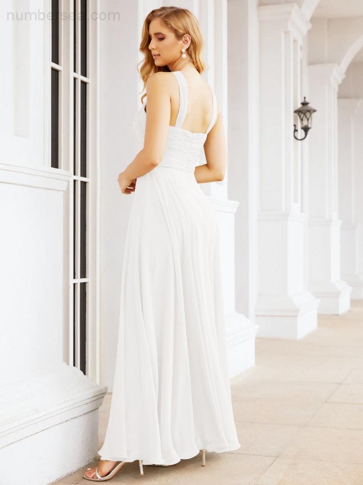 Numbersea Crisscross Halter Bridesmaid Dresses for Party Wedding Evening Prom Maxi Ball Gowns 28053