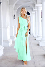 Ladies Chiffon One Shoulder Bridesmaid Evening Dress Wedding Party Evening Dress 28133