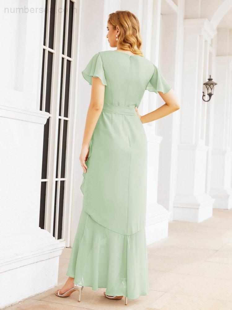 Numbersea Ruffled Bridesmaid Dresses Mermaid Formal Violin Evening Party Prom Gowns 28042