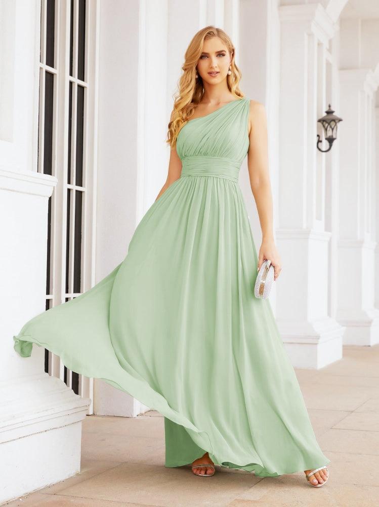Numbersea One Shoulder Bridesmaid Dresses Long Maxi Formal Evening Party Prom Gowns 28061