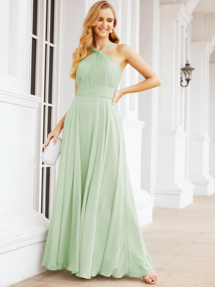 Numbersea Crisscross Halter Bridesmaid Dresses for Party Wedding Evening Prom Maxi Ball Gowns 28053